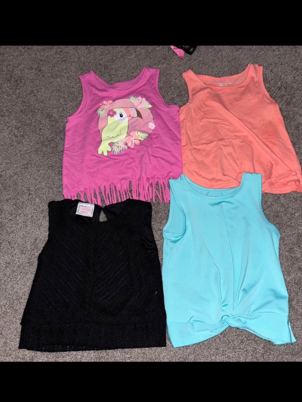 Girls Sleeveless Tank Top Set - Pink, Coral, Black, Aqua